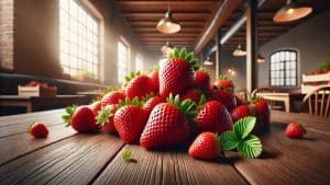 Fresh Ripe Strawberries on a Rustic Wooden Table