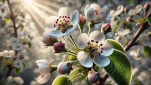 Spring Blooming Pear Blossoms in Soft Sunlight